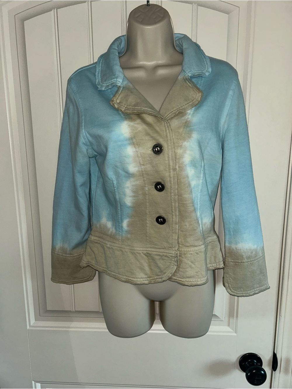 NEW Hard Tail Light Blue and Tan Button Front Jacket Sz M